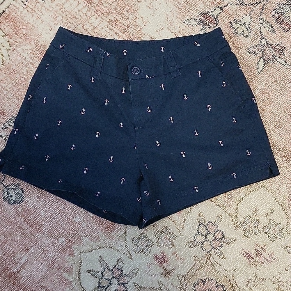 Magellan Outdoors Women's Happy Camper Blue Shorts with Anchors - Size 4